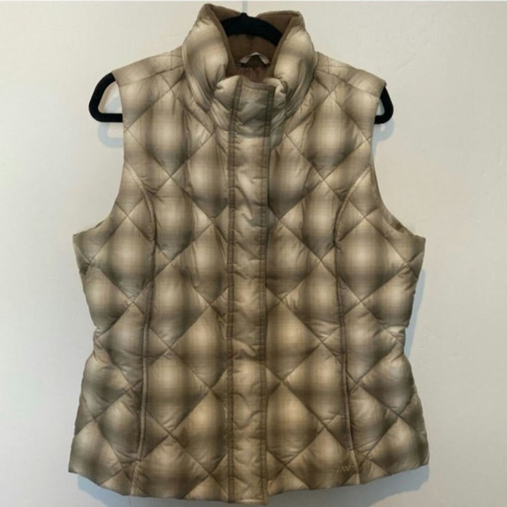 Eddie Bauer Large Plaid Goose Down Filled Puffer Vest